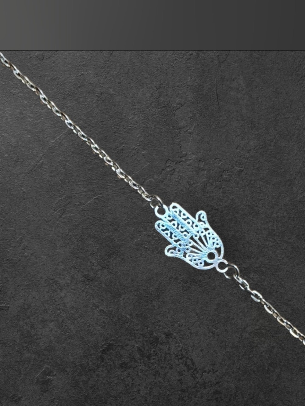 Silver Dainty Hamsa Bracelet | Adjustable Boho Charm Bracelet